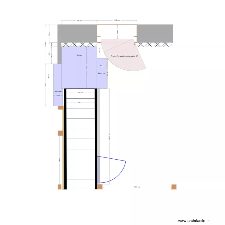 BREI-ESCALIER 90 Pose en tunnel. Plan de 