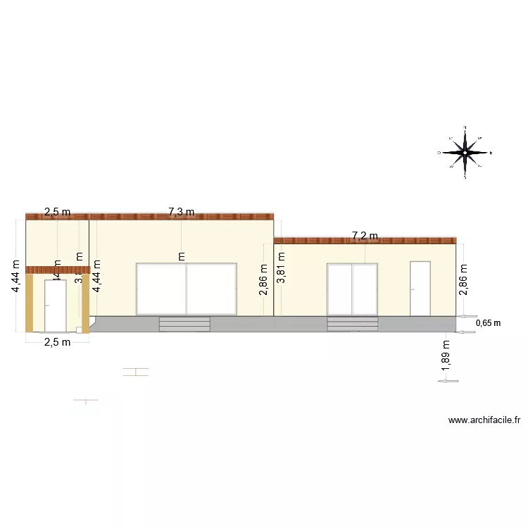 coupe fa&ccedil;ade avec auvent projet&eacute; 18 2 26 11 45. Plan de 