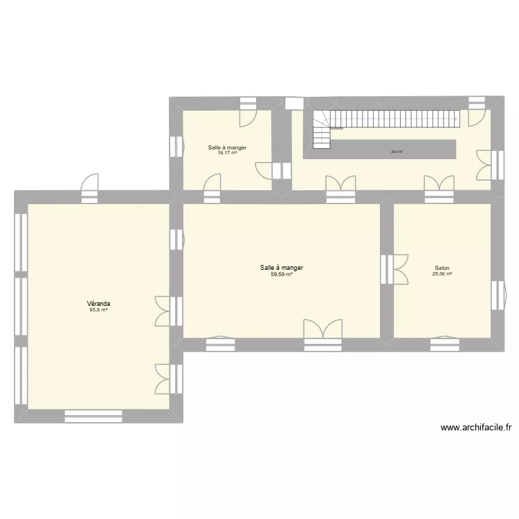 rez de chaussee. Plan de 5  et 199 m²