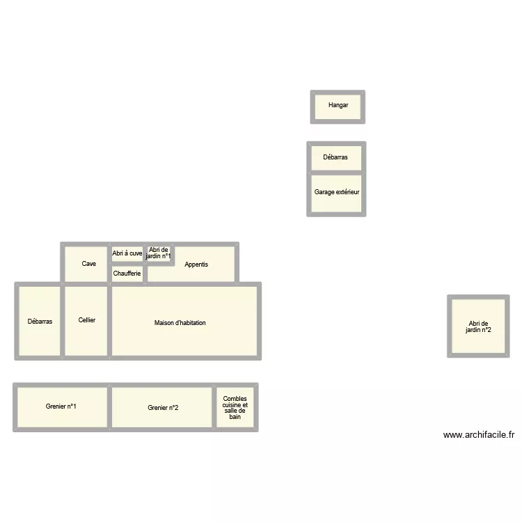 thoss depedances. Plan de 15  et 174 m²