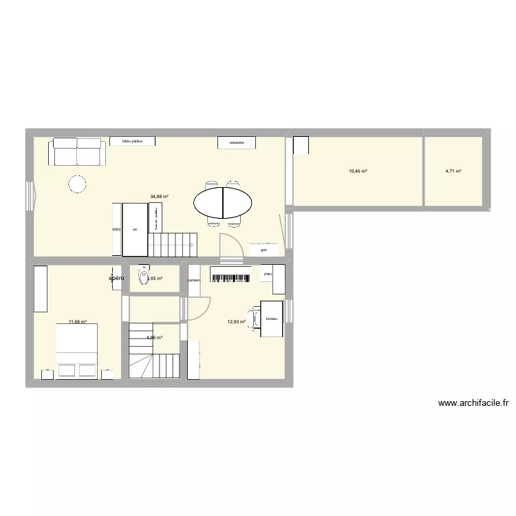 maison sans souci. Plan de 7  et 81 m²