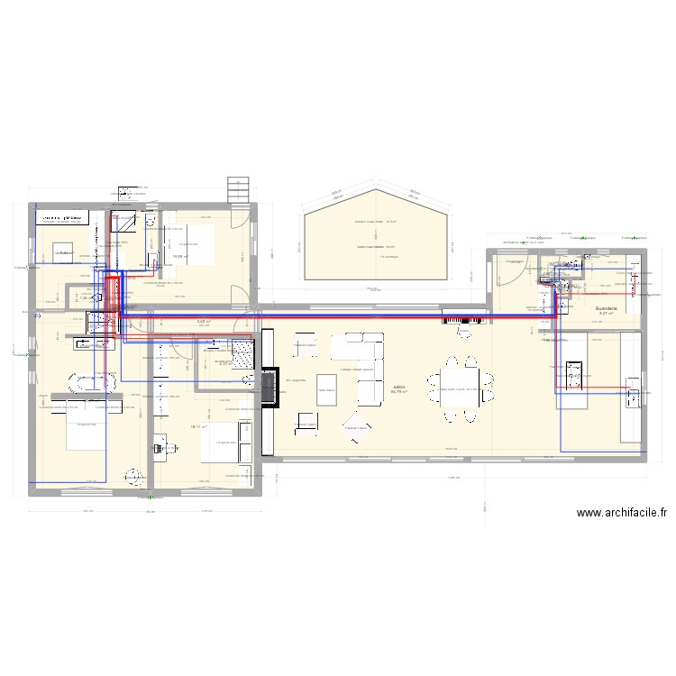 version v11 plomberie. Plan de 11 pièces et 181 m2