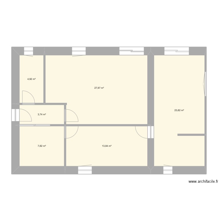 CHAMBRE RDC. Plan de 6 pièces et 82 m2