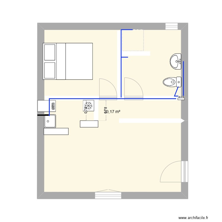 Ploufragan 1 etage G. Plan de 1 pièce et 30 m2