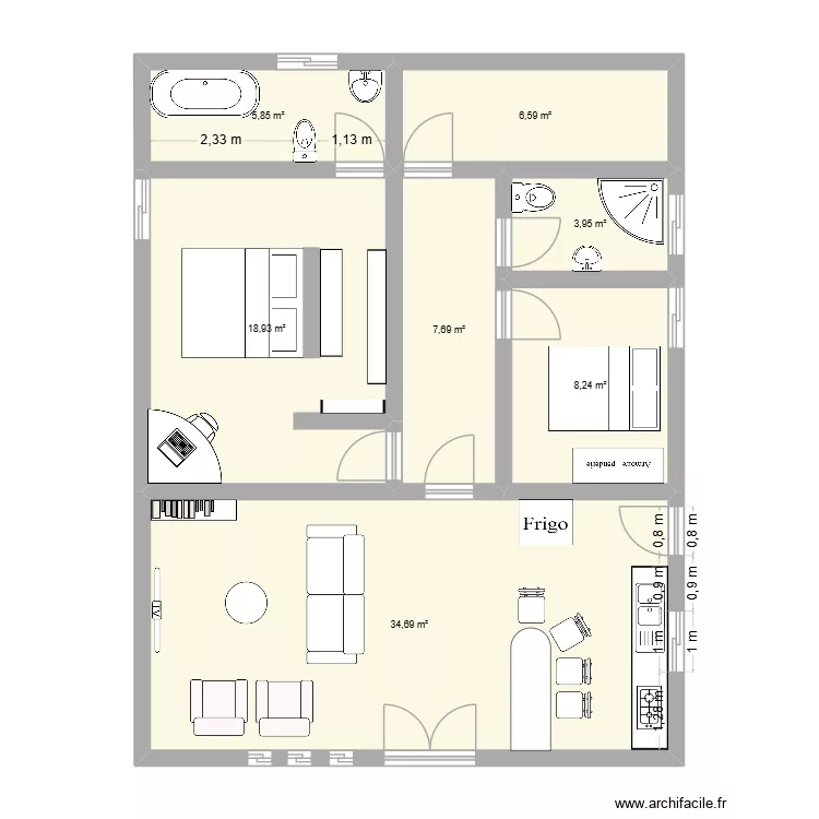 MA MAISON. Plan de 7  et 86 m²