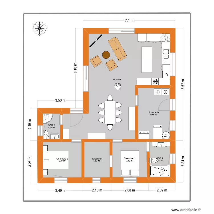 chalet 20260318. Plan de 10  et 167 m²