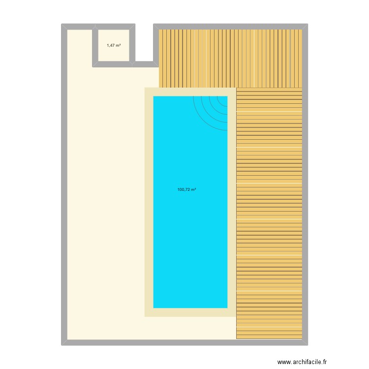 Piscine. Plan de 2 pièces et 102 m2