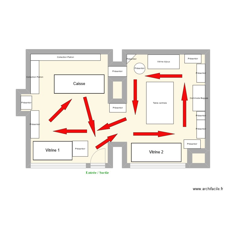 Plan Boutique 2. Plan de 3 pièces et 54 m2