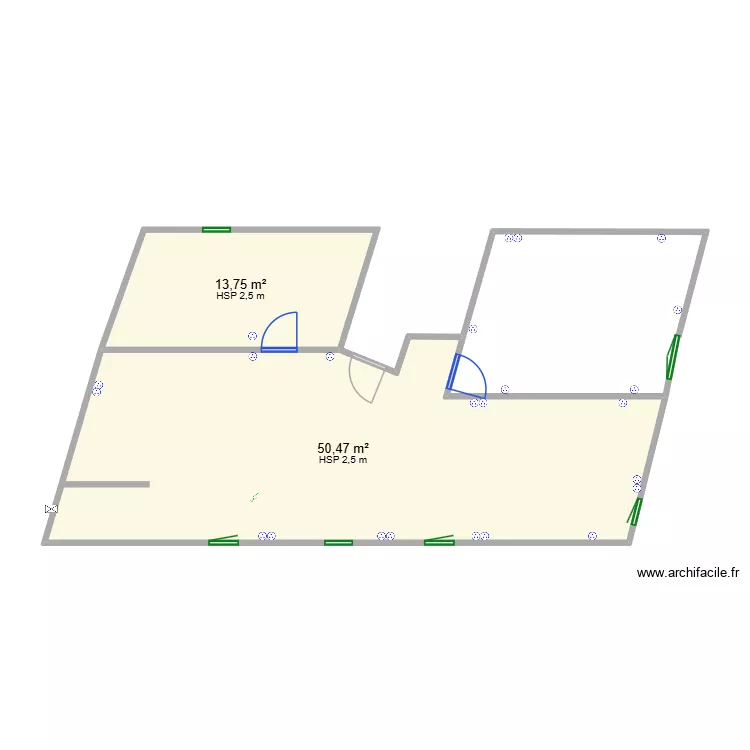 Caudebec Galil&eacute;e 2&egrave;me &eacute;tage. Plan de 2  et 64 m²