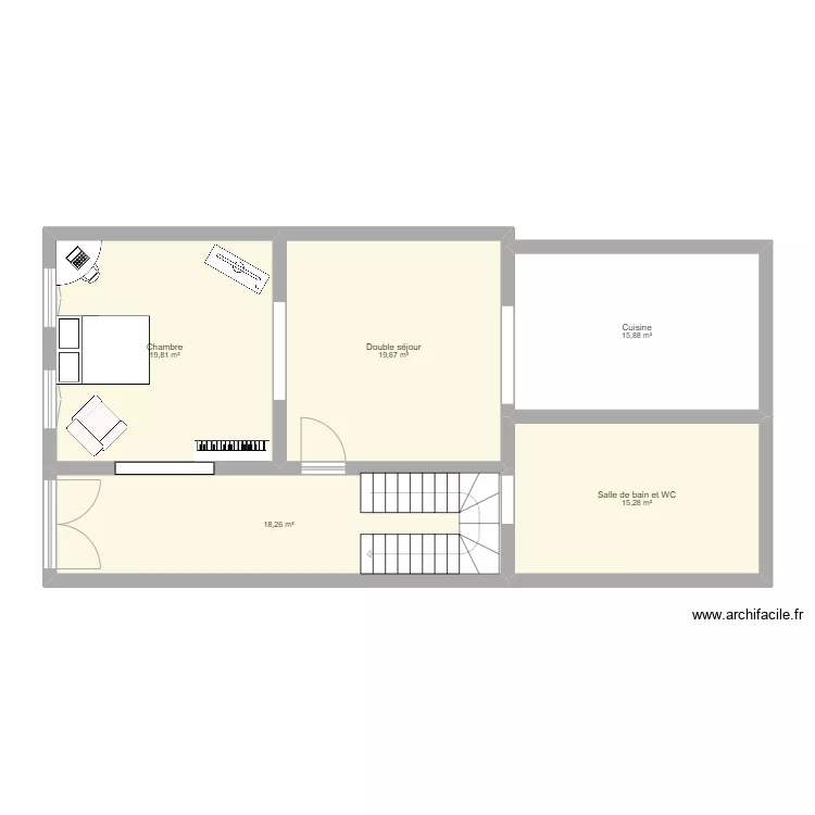 Maison Maman RDC meuble. Plan de 