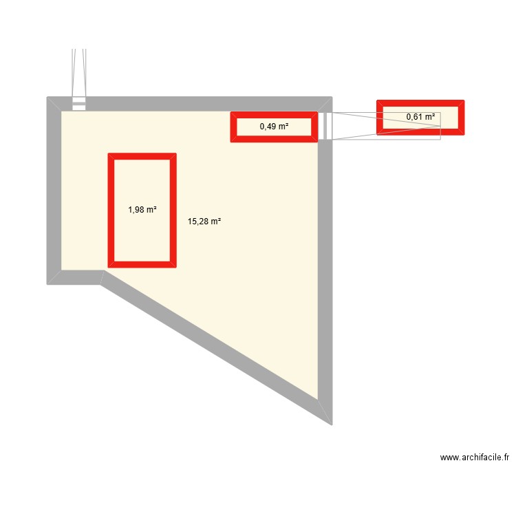 Test plan Keve. Plan de 4 pièces et 22 m2