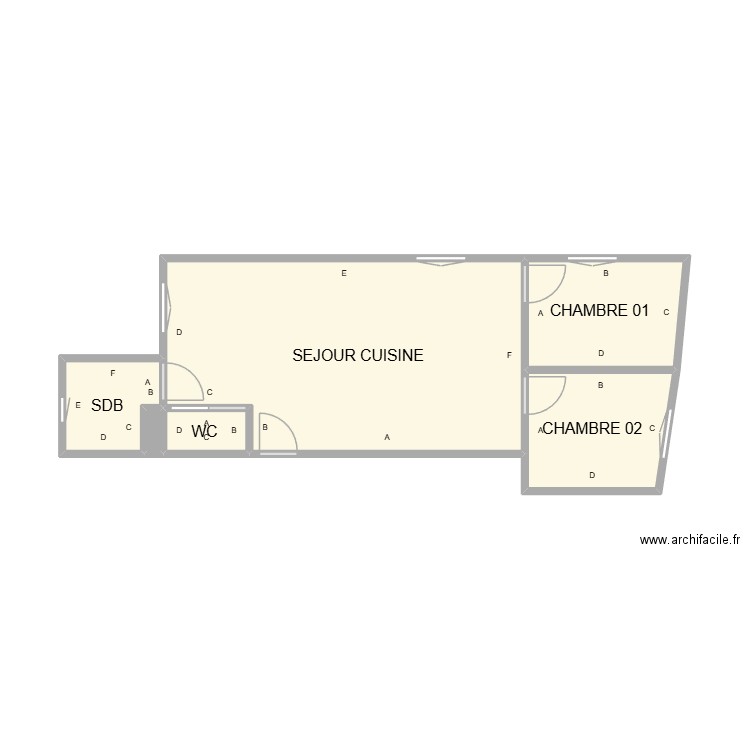 PLAN DIDEROT DROITE. Plan de 6 pièces et 27 m2