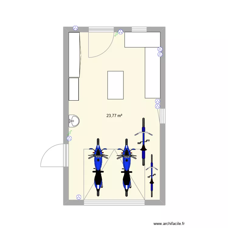atelier. Plan de 1  et 24 m²