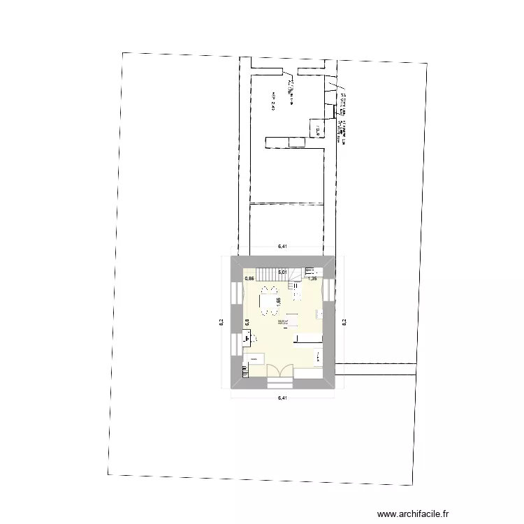 Long&egrave;re escalier ouest fenetre nord 0425. Plan de 