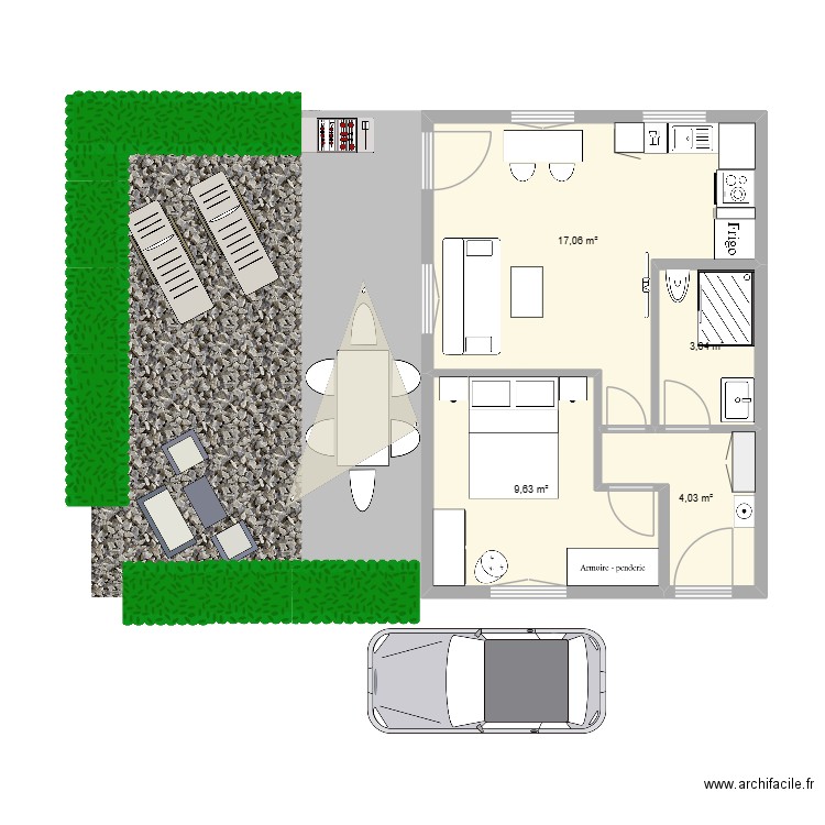 AUGUIERE EST. Plan de 4 pièces et 34 m2