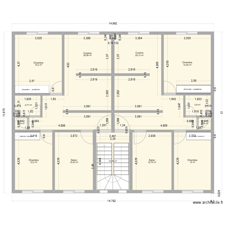 maison ABM 1er étage. Plan de 16 pièces et 157 m2