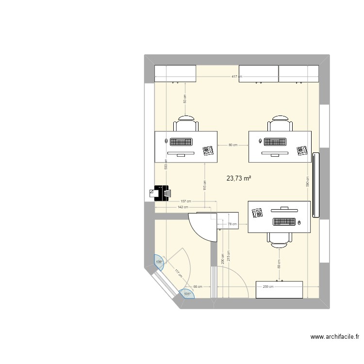 Etat civil revu avec guichet + 3 postes V2. Plan de 0 pièce et 0 m2