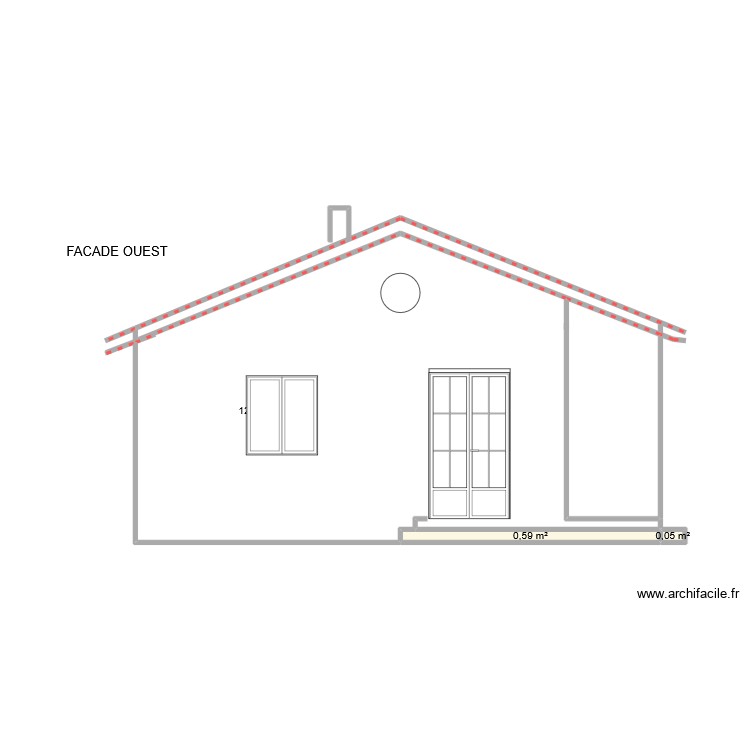Facade ouest. Plan de 0 pièce et 0 m2