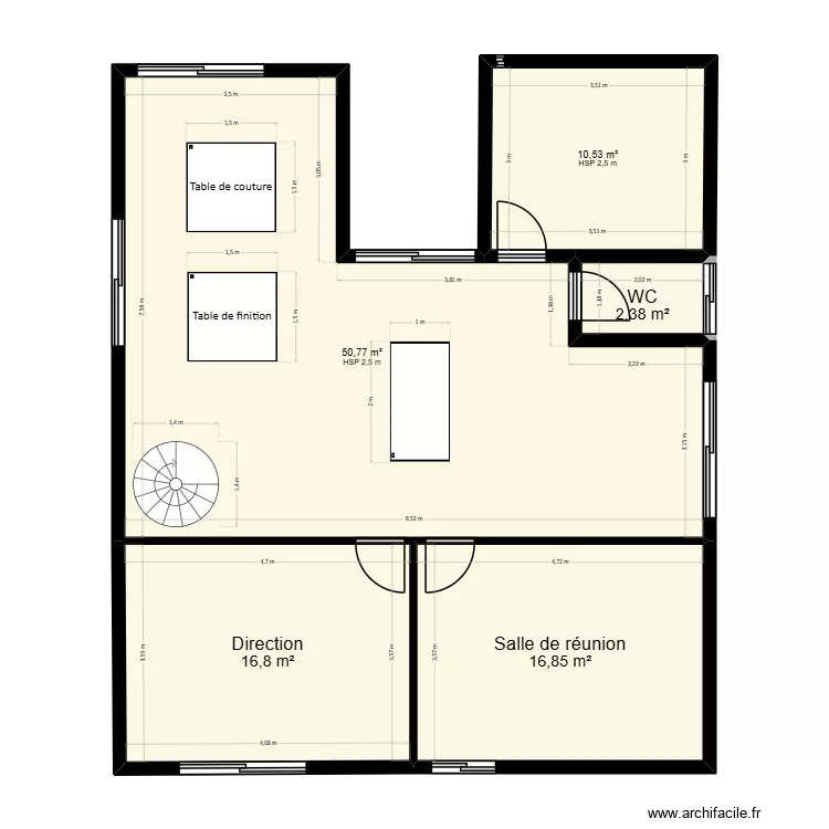 &uml;Plan des locauw RDC. Plan de 5  et 97 m²