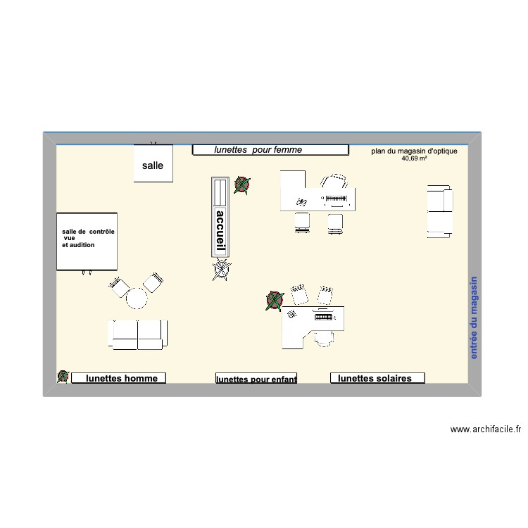 plan du magasin optique. Plan de 0 pièce et 0 m2