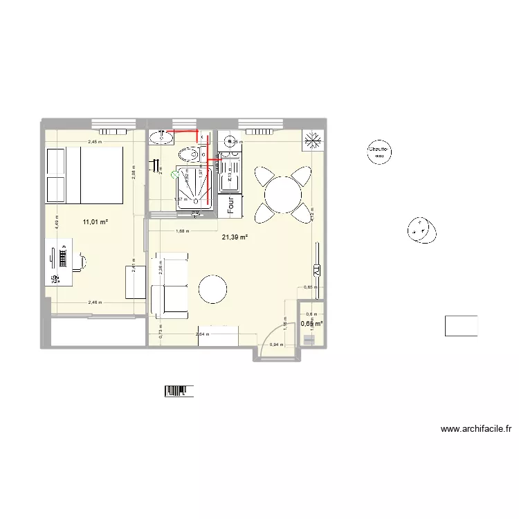 P2A* 03.03. Plan de 3 pièces et 33 m²