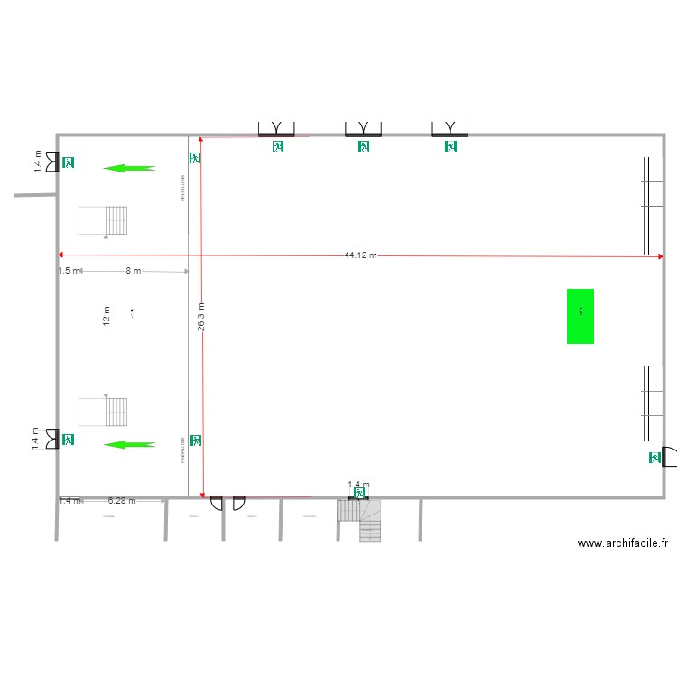 Complexe La Sensée spectacle debout. Plan de 1 pièce et 1160 m2