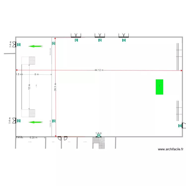 Complexe La Sens&eacute;e spectacle debout. Plan de 