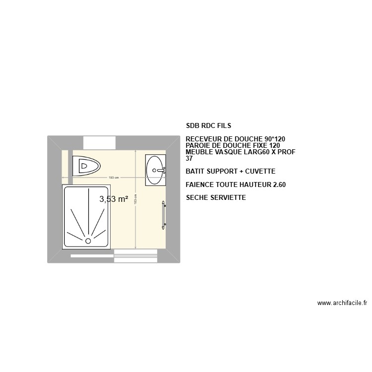 SDB RDC FILS EREN. Plan de 0 pièce et 0 m2