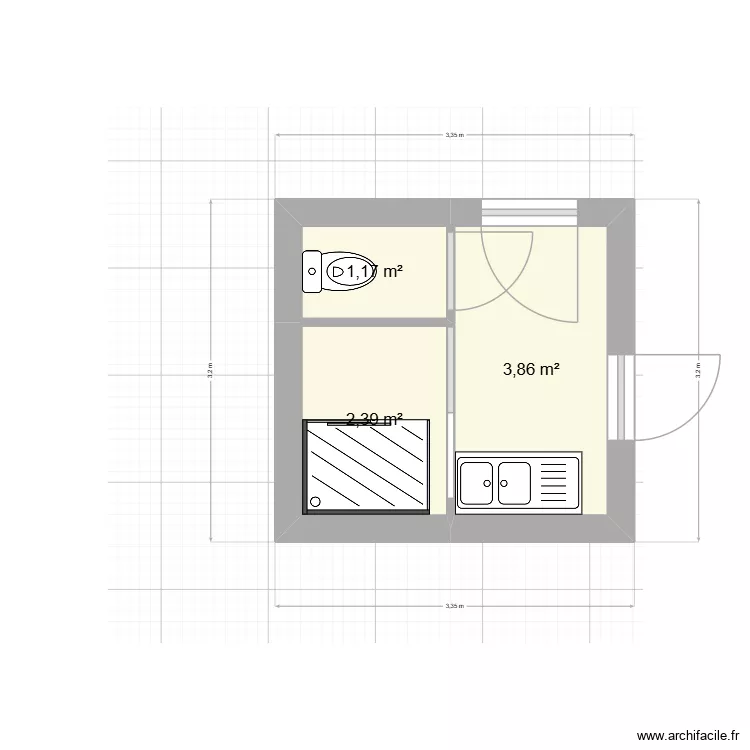 fph. Plan de 3  et 7 m²