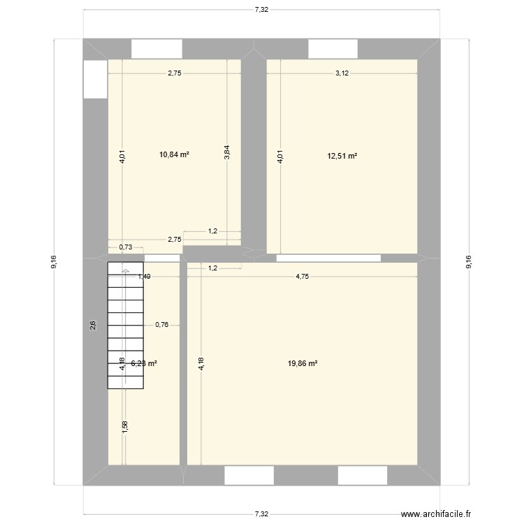 LAURENT RDC EXSISTANT. Plan de 4 pièces et 49 m2