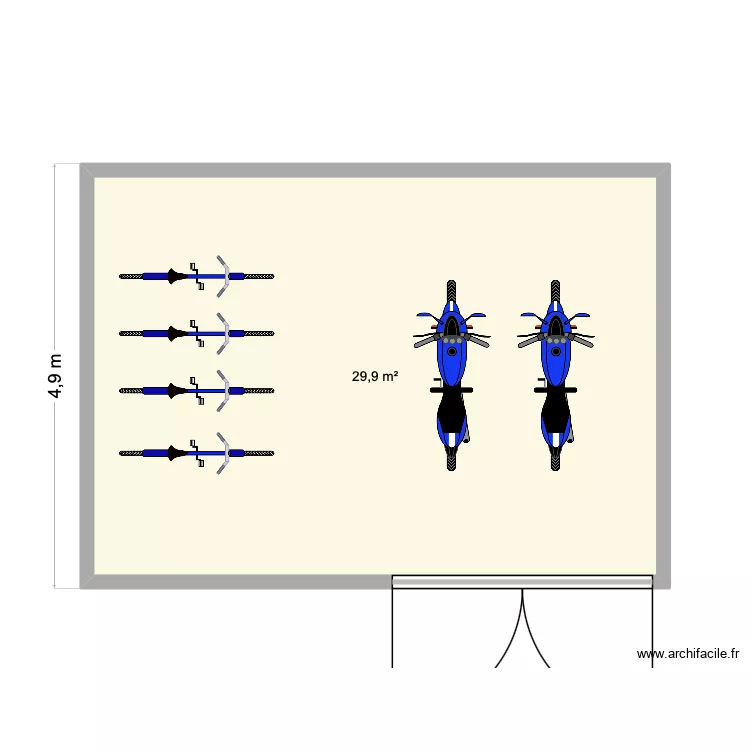 GARAGE. Plan de 1  et 30 m²