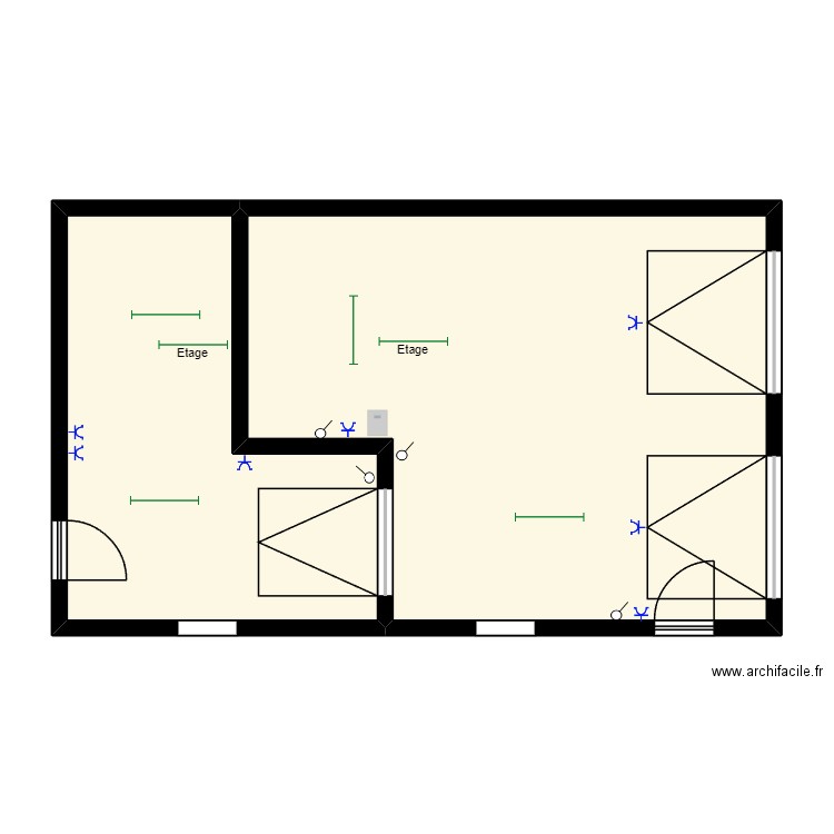 Garage. Plan de 2 pièces et 77 m2