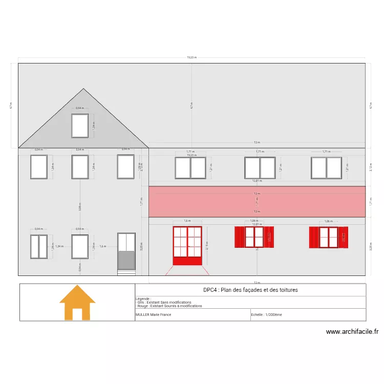 Plan de facade ouest. Plan de 