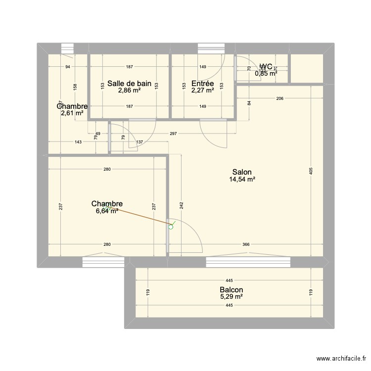 BLANC. Plan de 8 pièces et 36 m2