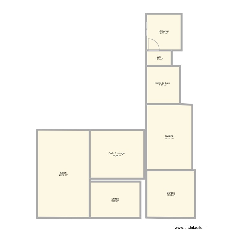 Pipaix rez. Plan de 8 pièces et 87 m2