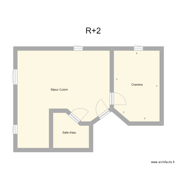 350601782. Plan de 3 pièces et 48 m2