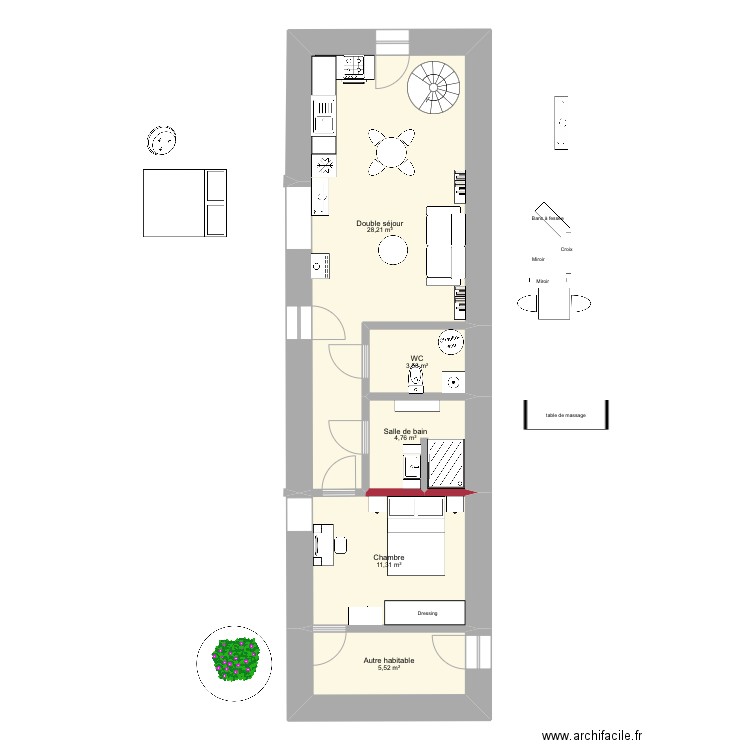 Dépendance 2 gîtes. Plan de 8 pièces et 96 m2