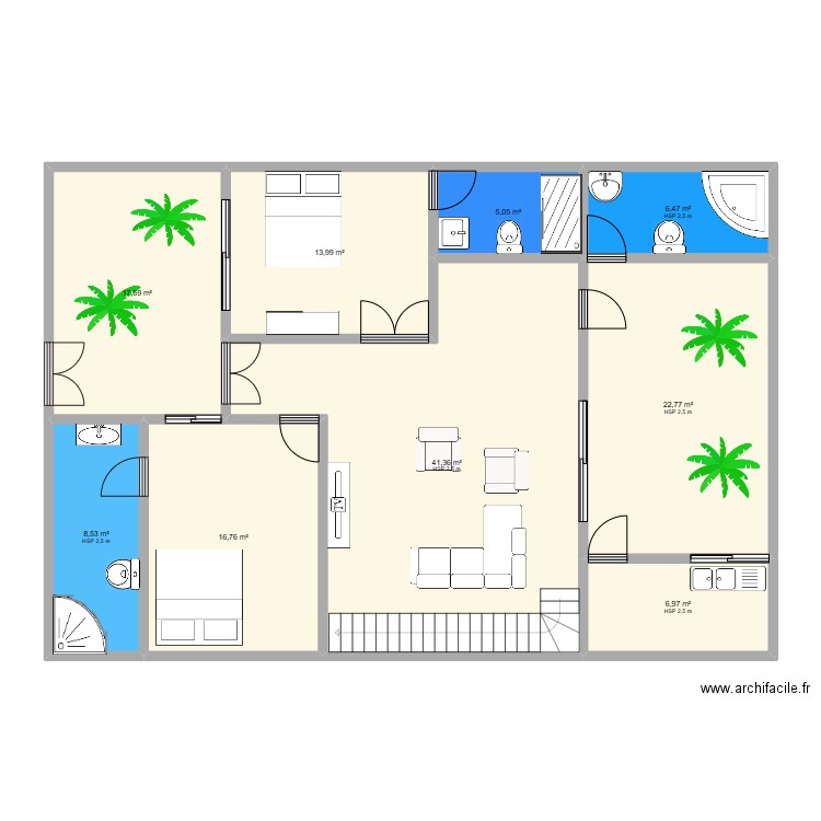 charles plan. Plan de 9 pièces et 140 m2