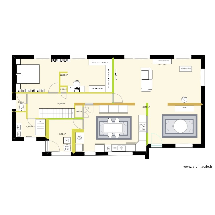 AVEC BUREAU. Plan de 8 pièces et 109 m2