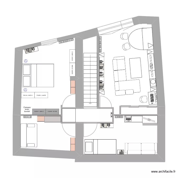 Maison Pascaline niveau 2. Plan de 7  et 51 m²