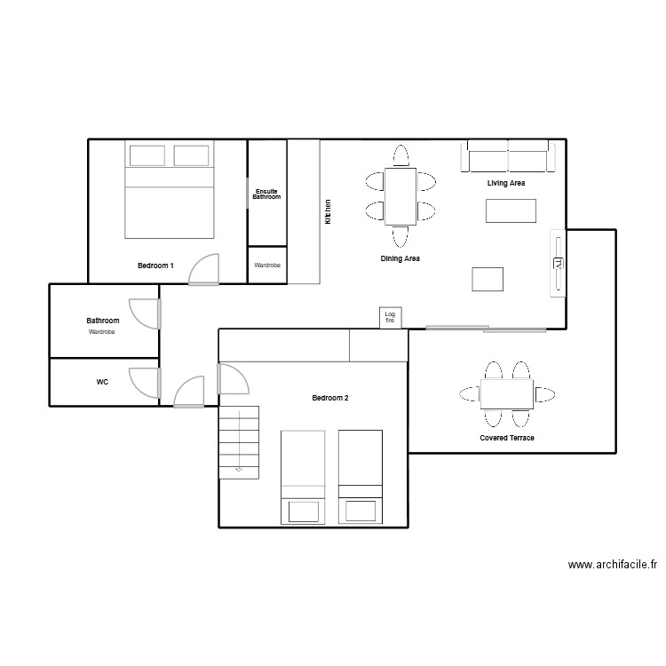 Chardon Argentes C11. Plan de 4 pièces et 15 m2