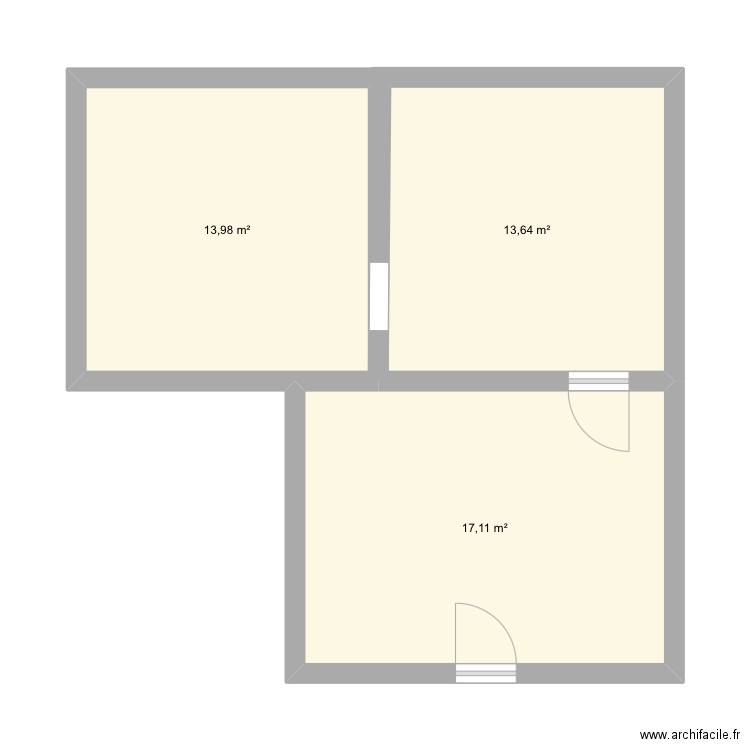 Magasin. Plan de 3 pièces et 45 m2
