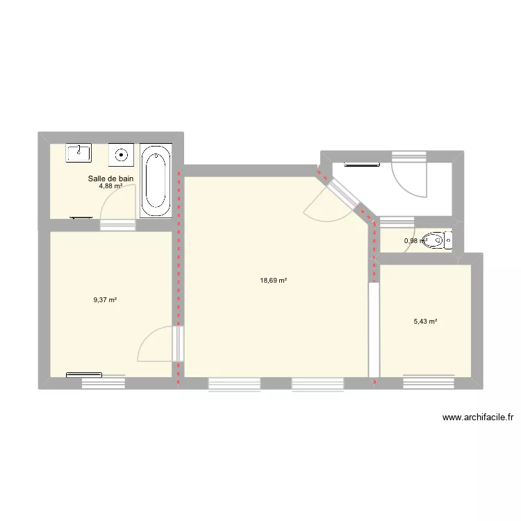Appart 2. Plan de 5 et 39 m² Appart 2. Plan de 5 et 39 m²