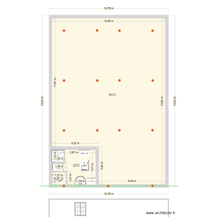 chochons. Plan de 3 pièces et 152 m2