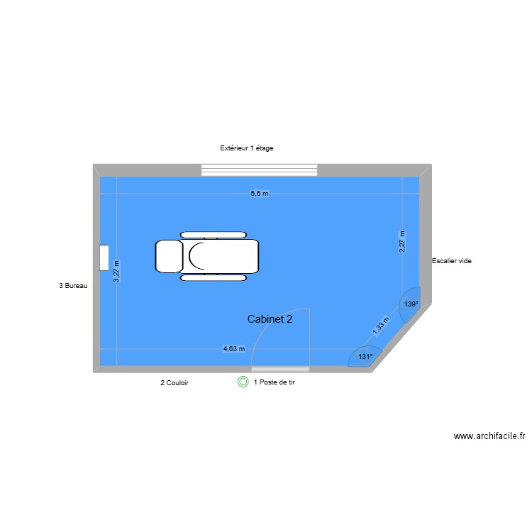 10333 Cabinet 2. Plan de 1 pièce et 18 m2