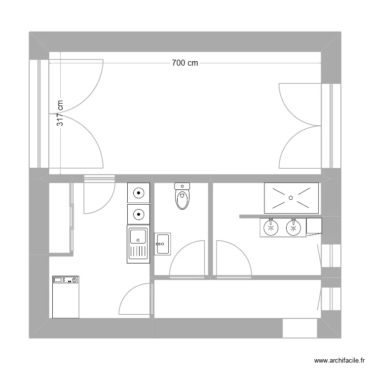 Grange Projet 4. Plan de 6  et 45 m²