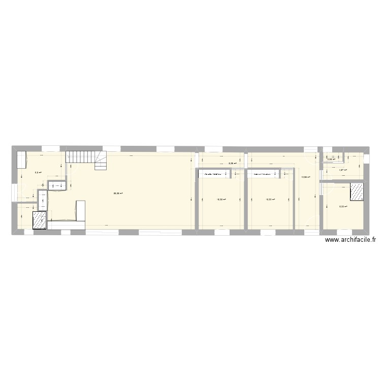 Longère PC bis. Plan de 9 pièces et 123 m2