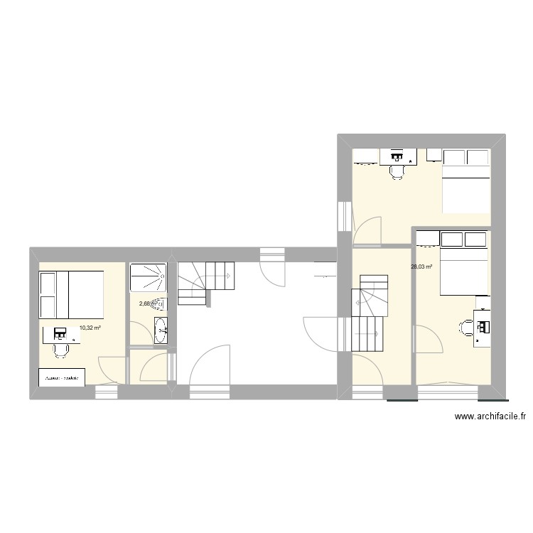airbnb. Plan de 3 pièces et 41 m2