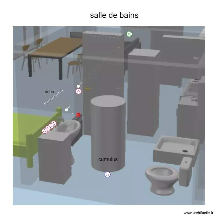 salle de bains. Plan de 
