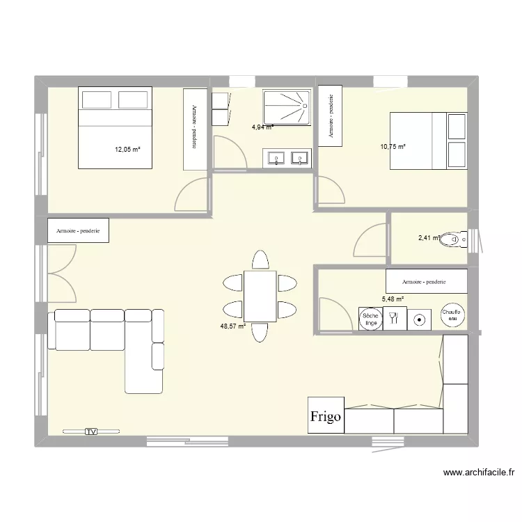essai n&deg;1. Plan de 6  et 84 m²